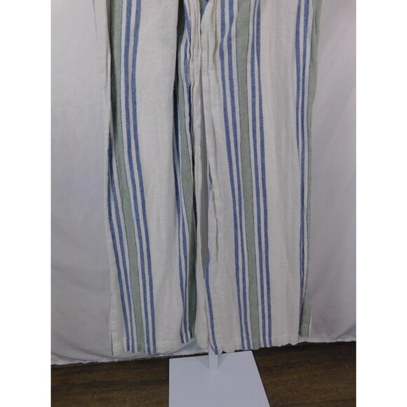 Indigo Rein Pants Womens Small Blue Striped Linen Blend Smocked Waist Wide Leg - Picture 7 of 10